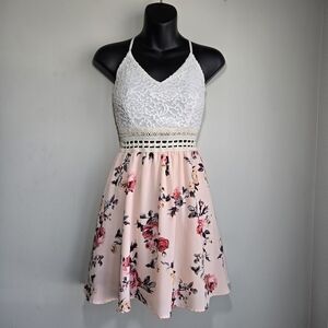 Lace & Floral Lined sundress with adjustable Straps